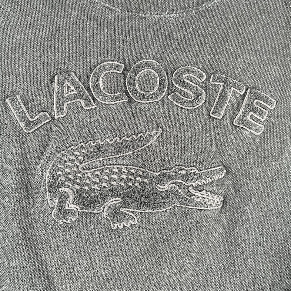 Sudadera deportiva con capucha recortada Lacoste para mujer talla 44 negra parche logotipo pulóver Foto 3 de 4