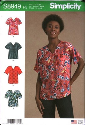 8949 UNCUT Simplicity Sewing Pattern Misses Blouse Shirt Top Sleeve Variations