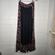 Farm Rio Anthropologie Polka Dot Floral Flowy Wide Leg Pants Boho Cottage XS Art