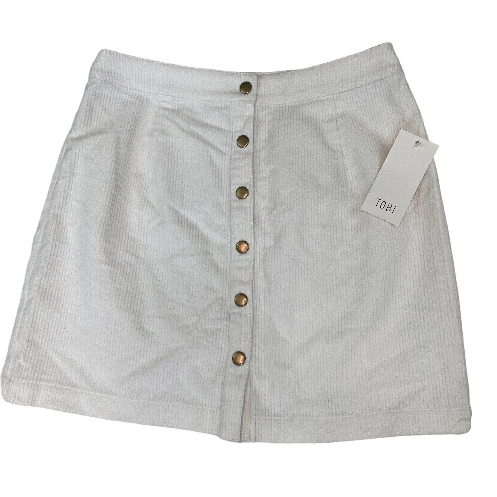Tobi Women's Corduroy Mini Skirt Size M Winter White NWT