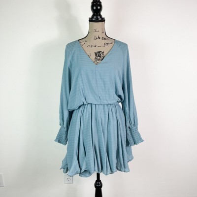 Mustard Seed NWT Blue V-Neck Smocked Waist Romper Dress Size L