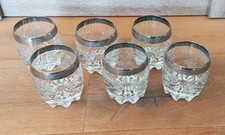 6x Whiskey-Glas mit Silberrand und Gravur im Murano Stil