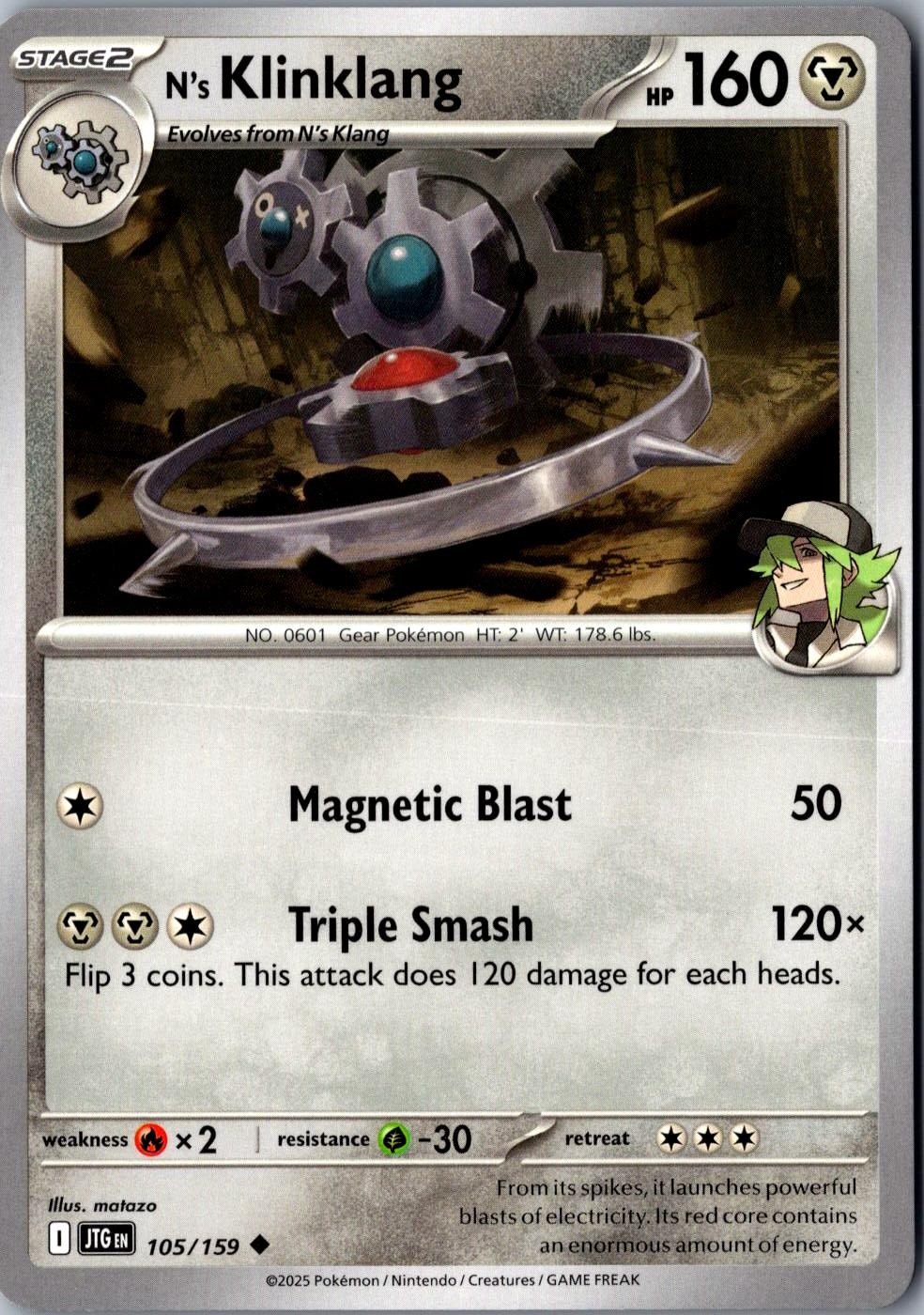 N's Klinklang 105/159 Uncommon SV09: Journey Together LP Pokemon Card