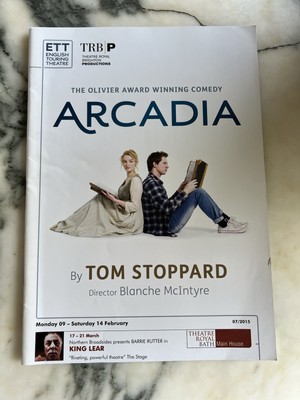 Theatre Programme Tom Stoppard play  Arcadia  directed by Blanche McIntyre ETT