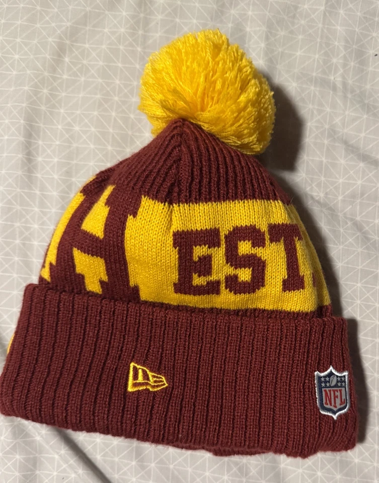 NFL Washington Commanders Knit Beanie pom New Era Fleece Lining football team - Image 4 of 4