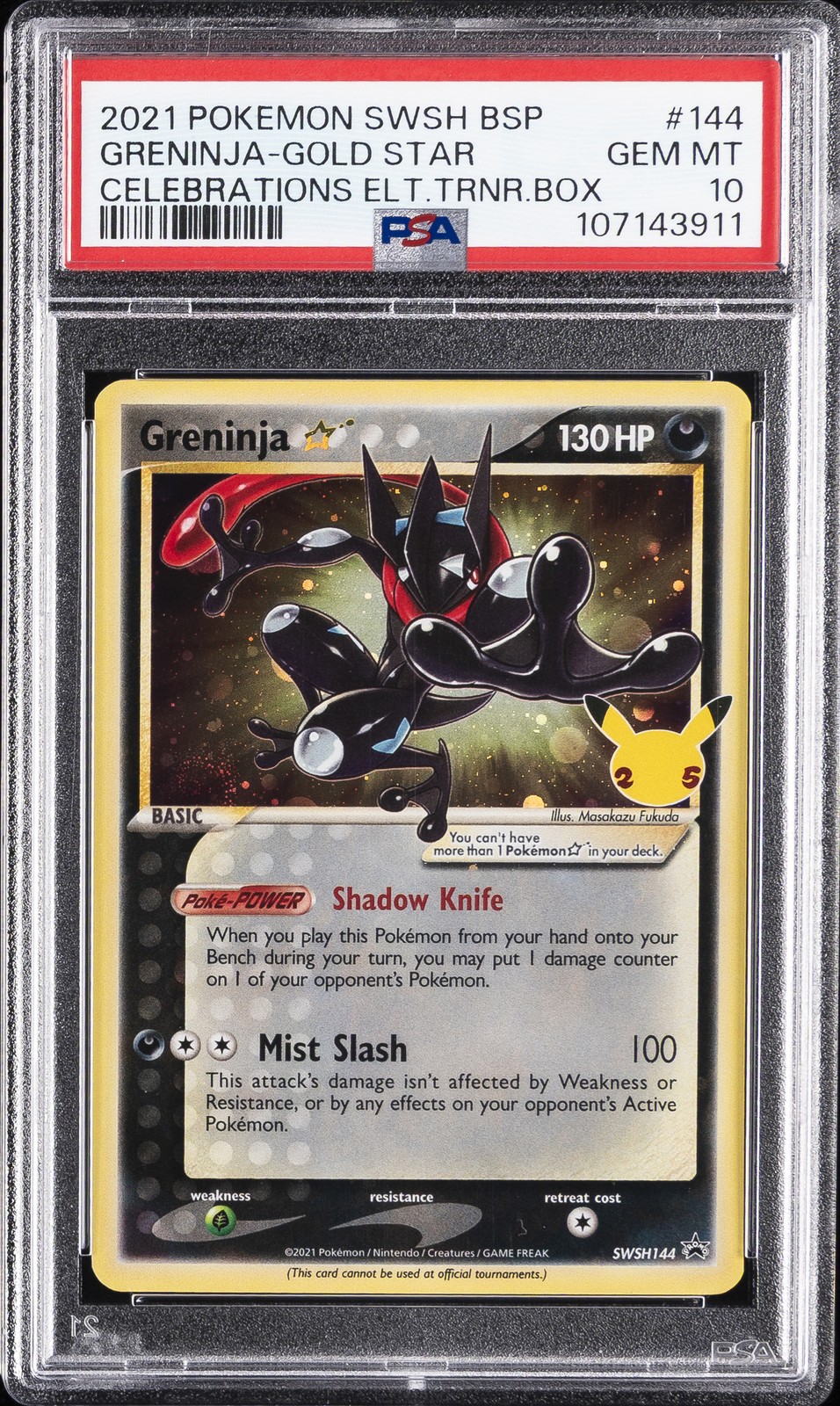 2021 POKEMON SWSH BLACK STAR PROMO #144 GRENINJA-GOLD STAR PSA 10