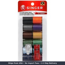 60641 Polyester Hand Sewing Thread Assorted Colors 12 Small Spools Dark