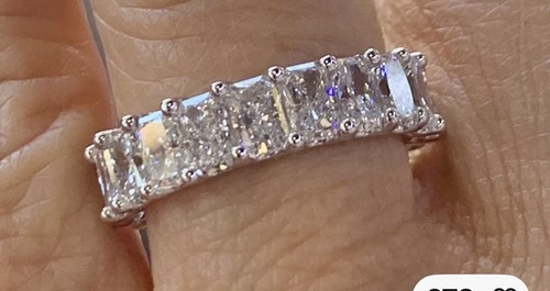 3Ct Lab Created Diamond Radiant Eternity Wedding Band Ring 14K White Gold Plated