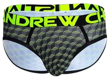 Andrew Christian Oasis Brief: Black & Green - 92539 - Medium, Large & X-Large