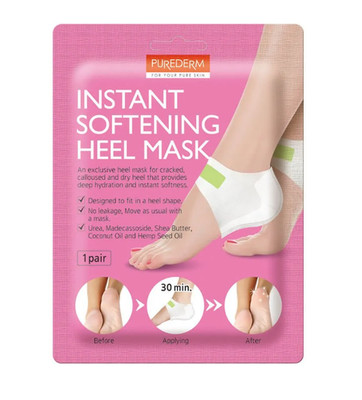Purederm Instant Softening Heel Mask Hydrates Cracked & Dry Feet Skin Shea Urea