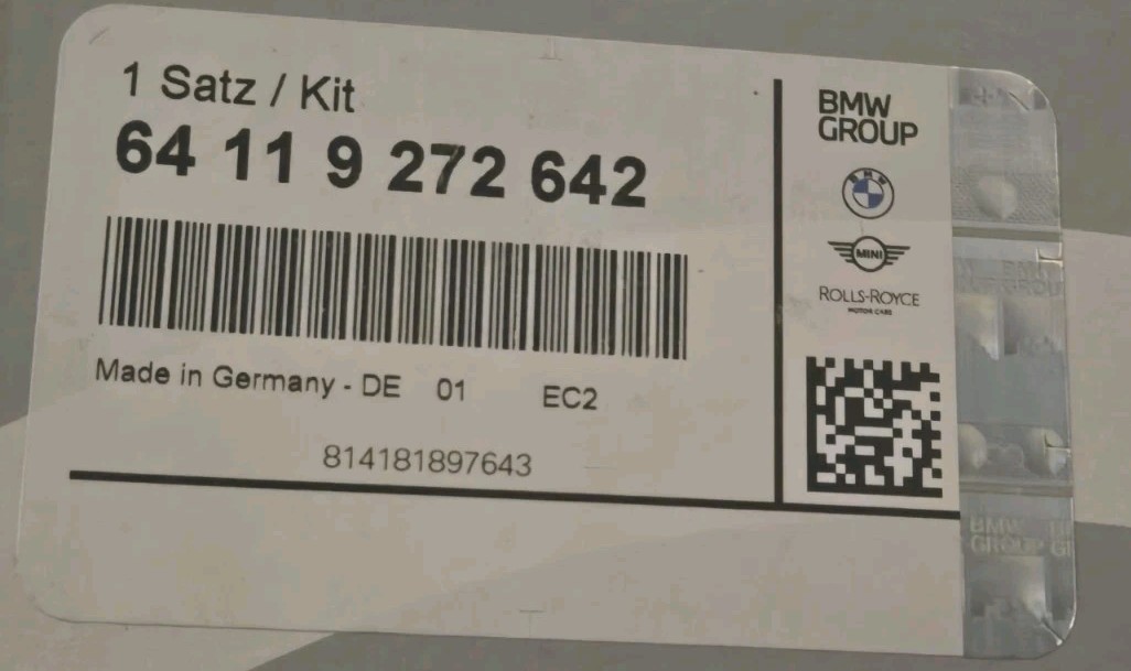 NEW! OEM 17-23 ROLLS-ROYCE GHOST, WRAITH, DAWN CABIN AIR FILTER SET; 64119272642