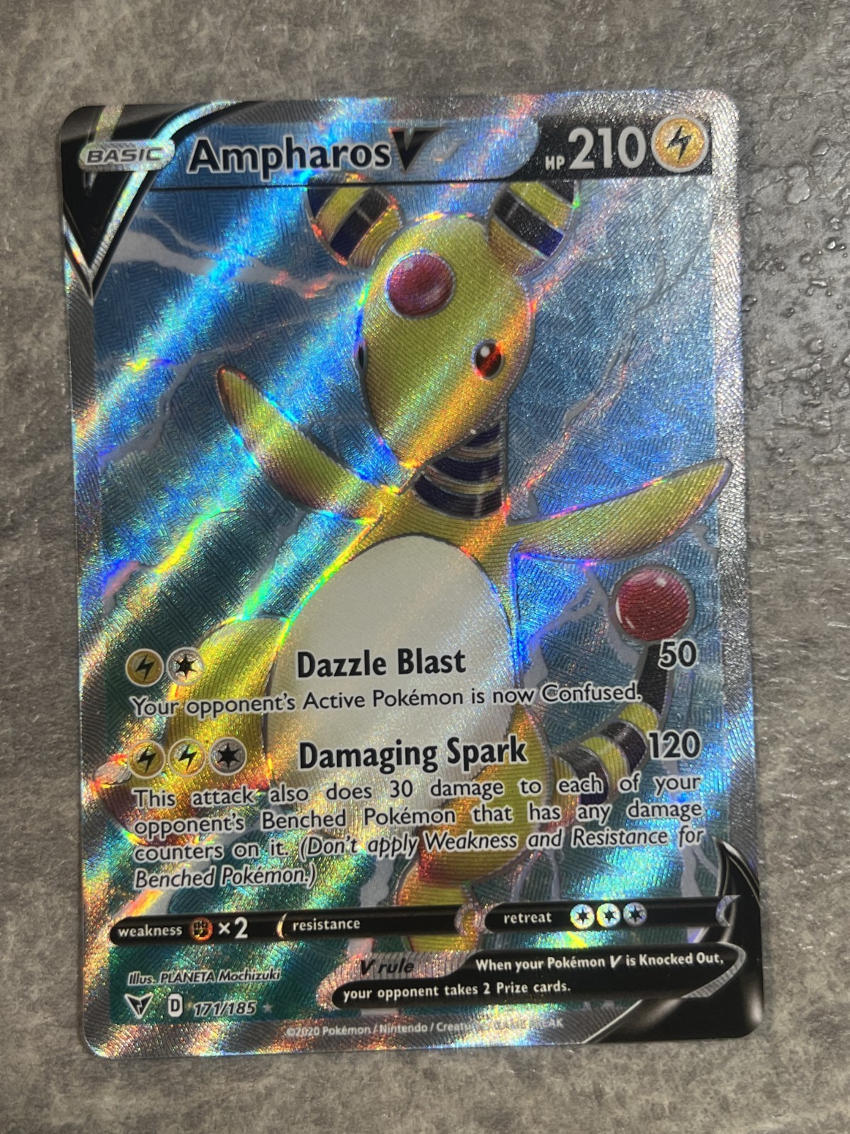 Ampharos V (Full Art) 171/185 Pokemon TCG Rare Vivid Voltage Holo (Near Mint) NM