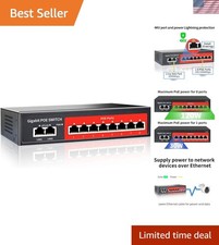 8 Port Gigabit PoE Switch with 2 Gigabit Uplink,802.3af/at Compliant,120W Bui...