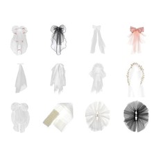 Girl Veil Ribbon Bowknot Hair Wedding Headpeice White Sheer Simple Covering