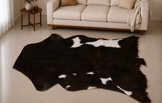 Echtes Ziegenfell Haare auf Leder Tierfell Überwurf kleine Fläche Teppich 81x56cm G545
