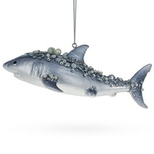 Stunning Beaded Shark Blown Glass Ornament