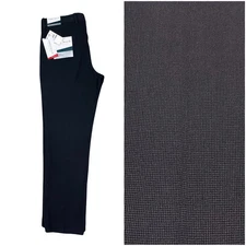 Perry Ellis Portfolio Men 32/30 Modern Fit Dress Pant Black Burgundy New NWT