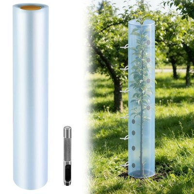 1 Roll Tree Grow Tubes for Sapling, 17''×192'' 1roll, Frosted Clear