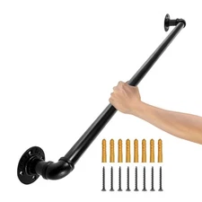 Uimoso Pipe Stair Handrail Staircase Handrail 3 FT Carbon Steel Wall Mounted