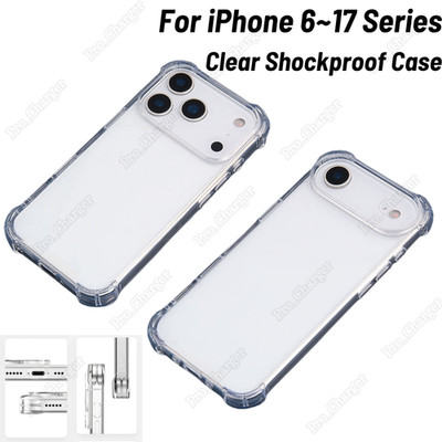 Wholesale For iPhone Air 17 16 15 14 13 12 11 XR X 8 Shockproof Clear Case Cover