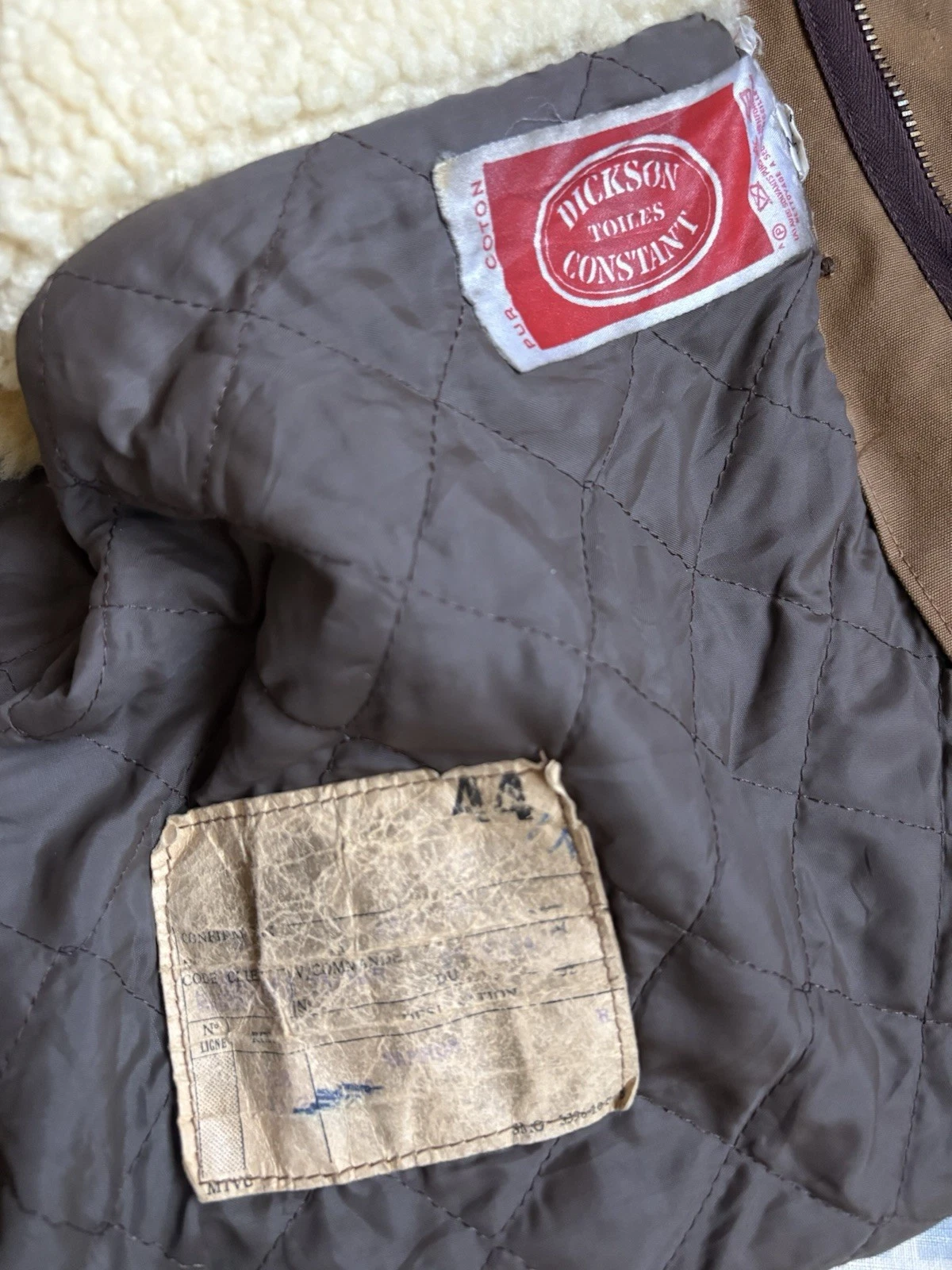 Vintage 60’s French Canadienne Brown Canvas Barnstormer Jacket Medium Shearling image 8