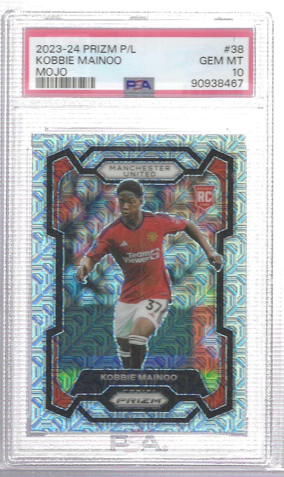 KOBBIE MAINOO 2023-24 PANINI PRIZM EPL MOJO PRIZM ROOKIE RC #38 PSA 10 GEM MINT