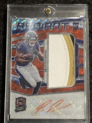 2020 Panini Spectra #16 Devin Duvernay Radiant RPA Neon Orange #/15 Ravens
