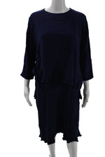 Stella McCartney Womens Shift Dress Dark Blue 3/4 Sleeve Knee Length Size 48