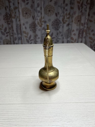 Vintage Brass Etched Indian Attaba Tea Pot Hinged Lid 8.25” - 第 1/5 張圖片