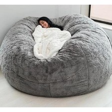 7FT Lazy Sofa Soft Cover Microsuede Foam Memory Living Room Giant Bean Bag Gray