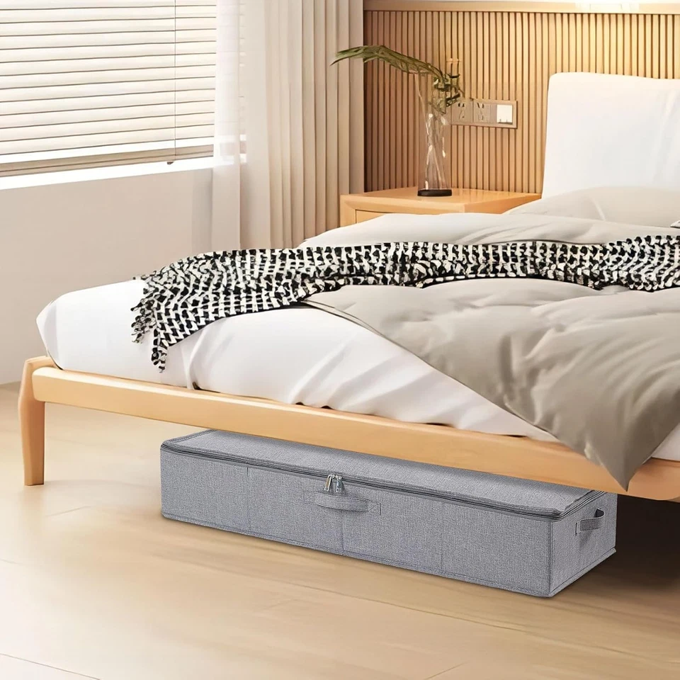 2 Pezzi Scatole Sottoletto, Contenitori per Armadio Salvaspazio, Contenitore Sot - Immagine 3 di 4