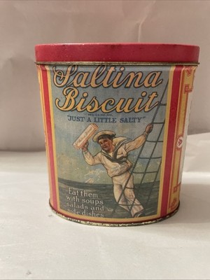 Vintage Saltina Biscuit Nabisco Tin Just A Little Salty Cracker Tin 1992 Empty