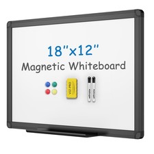 VIZ-PRO Magnetic Whiteboard/Dry Erase Board with Black Aluminium Frame, 18 X ...