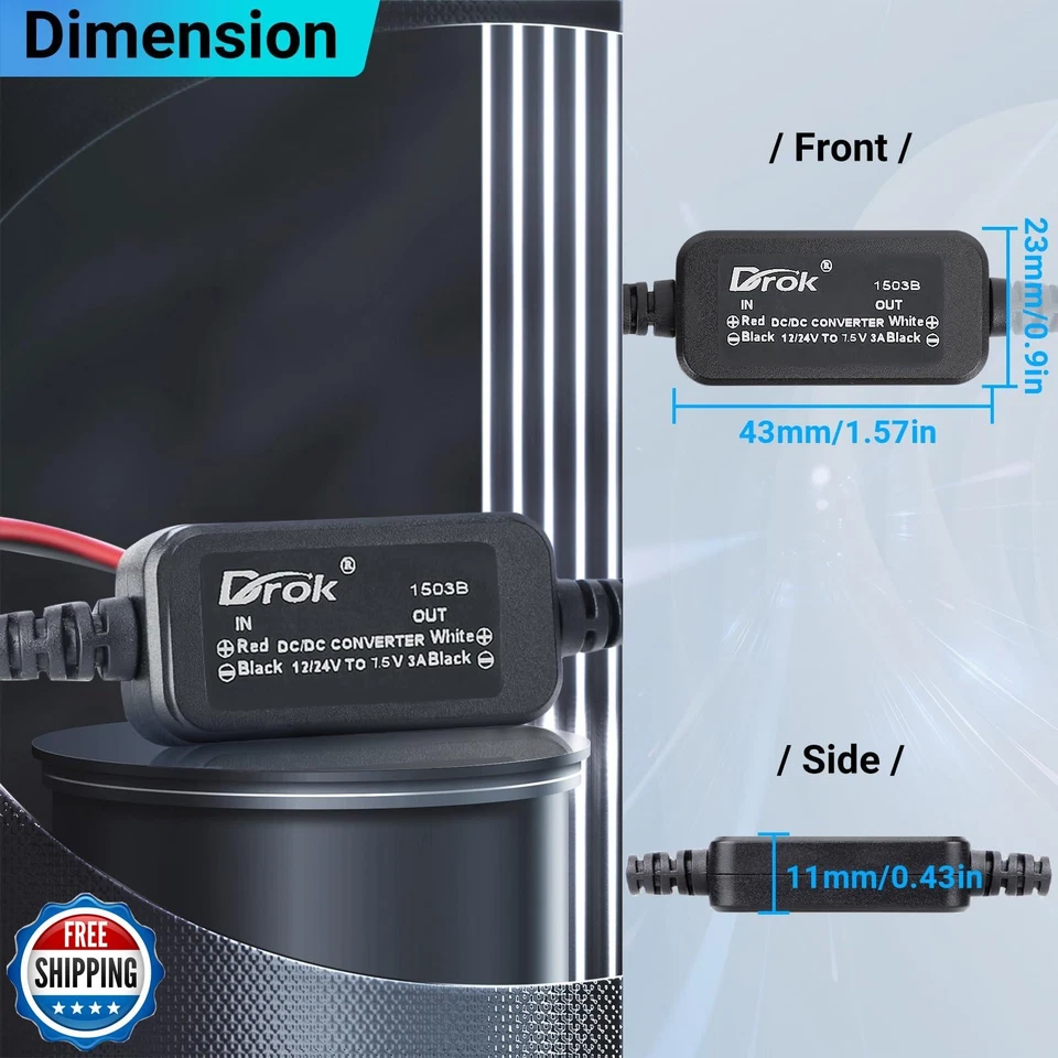 DROK Buck Converter DC 11-32V to 7.5V 3A Voltage Regulator Step Down Converte - Image 3 of 4