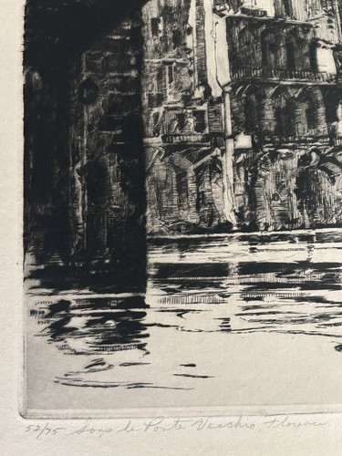 Antique Signed A.C. Webb Engraving Print Ponte Vecchio Florence Italy - Picture 5 of 10
