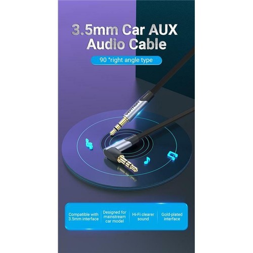 Headphone Aux Cable Audio Lead 3.5mm Jack to Jack Stereo Right Angle PC Car Male - Picture 7 of 15