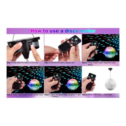 Rotierende Discokugel-Motorlichter mit Fernbedienung, 18 LEDs für 12 16 20 4673 - Bild 3 von 8