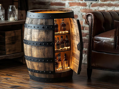 Whisky Barrel Scotch Reclaimed Cask Drinks Cabinet bourbon Barrel Mini-Bar