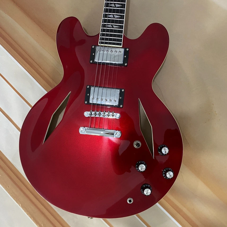 Fire sale price🎃 DG335 red Electric Guitar HH Pickups Semi-hollow Maple Body - Image 2 of 4