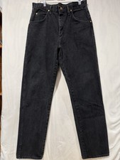 Wrangler Men's Black Denim Straight Jeans Cotton Button Logo Pockets 31MWZWK