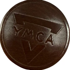 Vintage 1/2 Inch YMCA Brown Old Plastic Button 