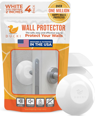 Ducki Door Stoppers for Wall 2'' (4 Pack White) Self Adhesive & Discreet Home Doo