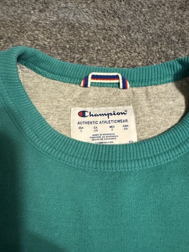 CHAMPION Vintage Sweatshirt Large Script Logo Across Chest Blue/Green/Turquois - Bild 2 von 11