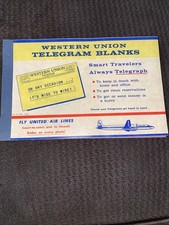 1958 Fly United Air Lines Western Union Telegram Blanks 45 Pages VG Condition