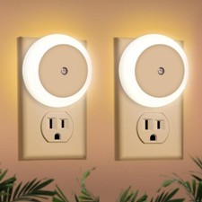 LED Night Light Plug in White Nightlight Dusk to Dawn Sensor Smart Wall Light