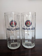 Two Paulaner Stein Pint Glasses - German Beer Glass Stein