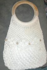 Vintage 21 inch Macrame Crochet Beads Hippie Hobo Purse Handbag