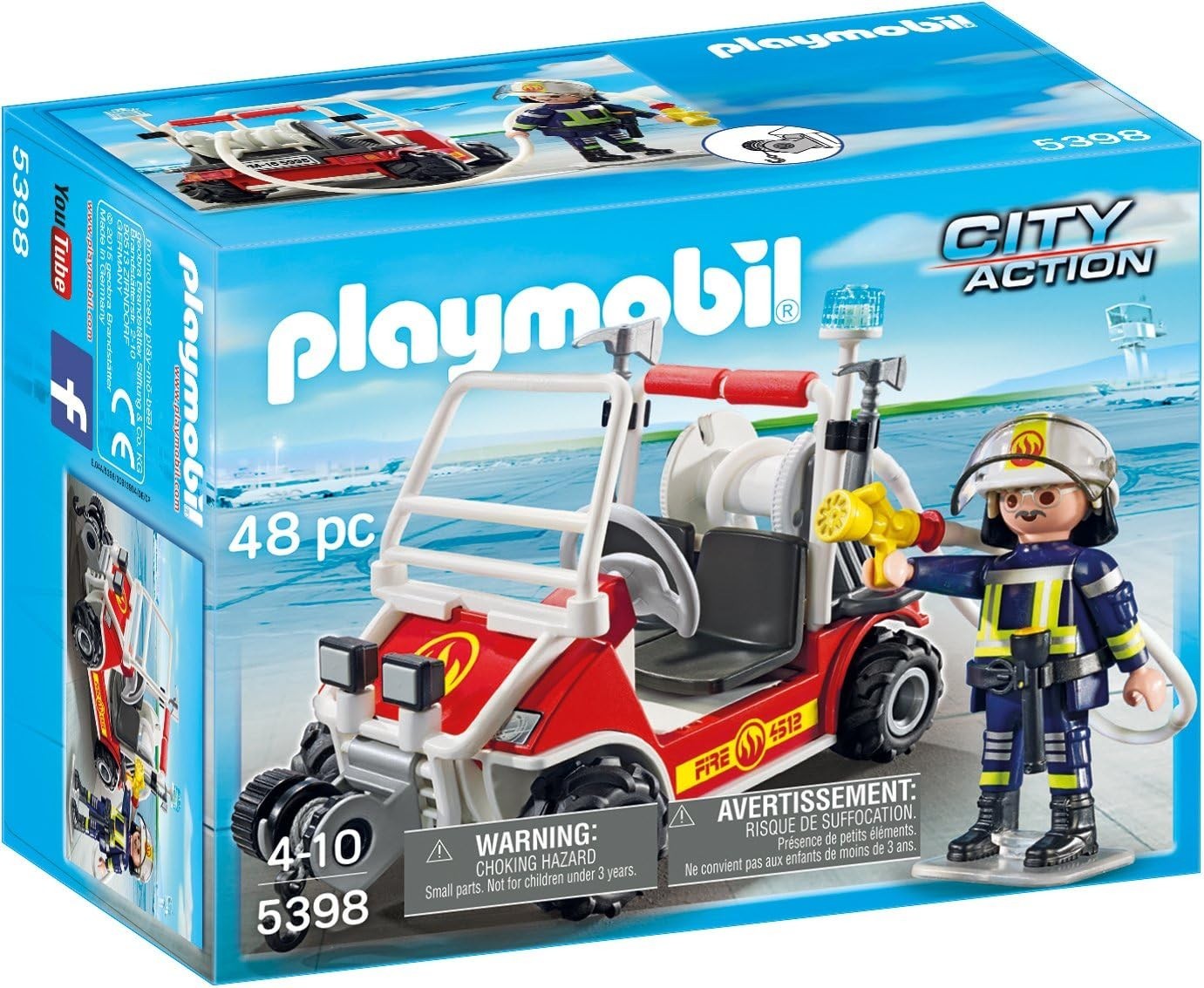 Playmobil 5398 Chef des Pompiers avec voiturette rouge pour enfant