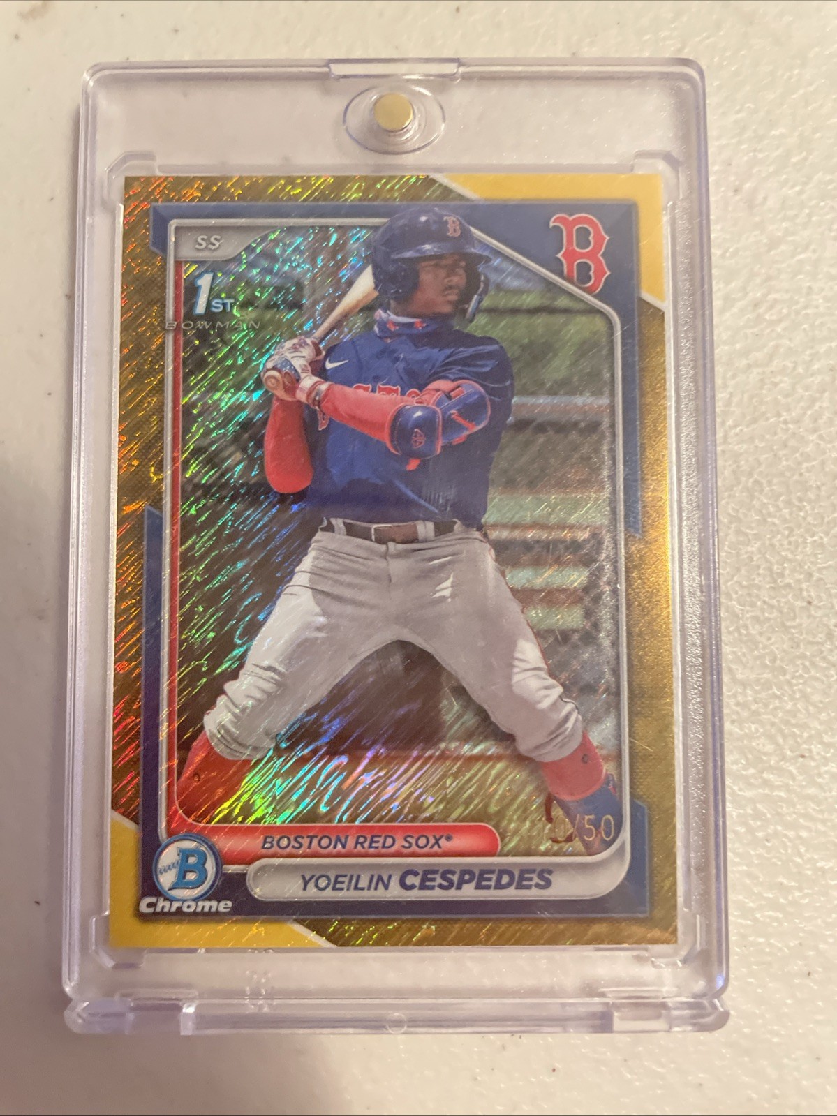 2024 Bowman Chrome Prospects Yoeilin Cespedes #BCP-139 Gold Shimmer /50 Red Sox
