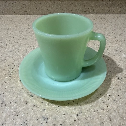 Vintage Fire King Jadite Coffee Mug And Saucer